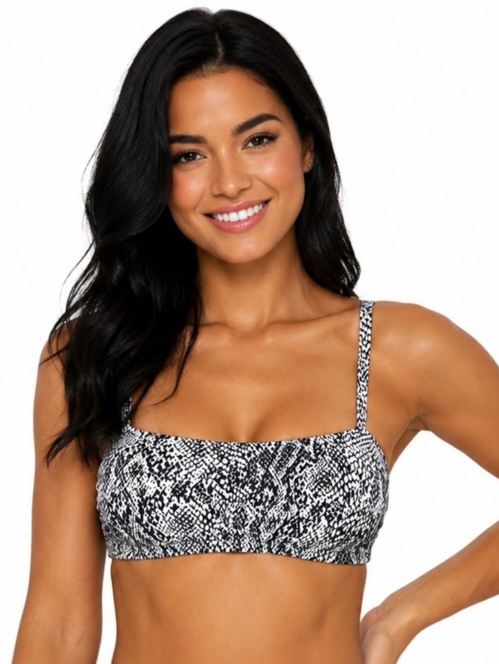 Xhilaration Black & White Snake-Print Bikini Top Size XL